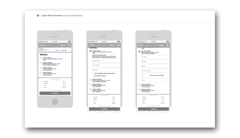 Checkout Wireframes